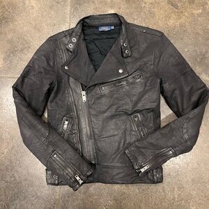 Polo by Ralph Lauren Black Waxed Moto Racer Jacket